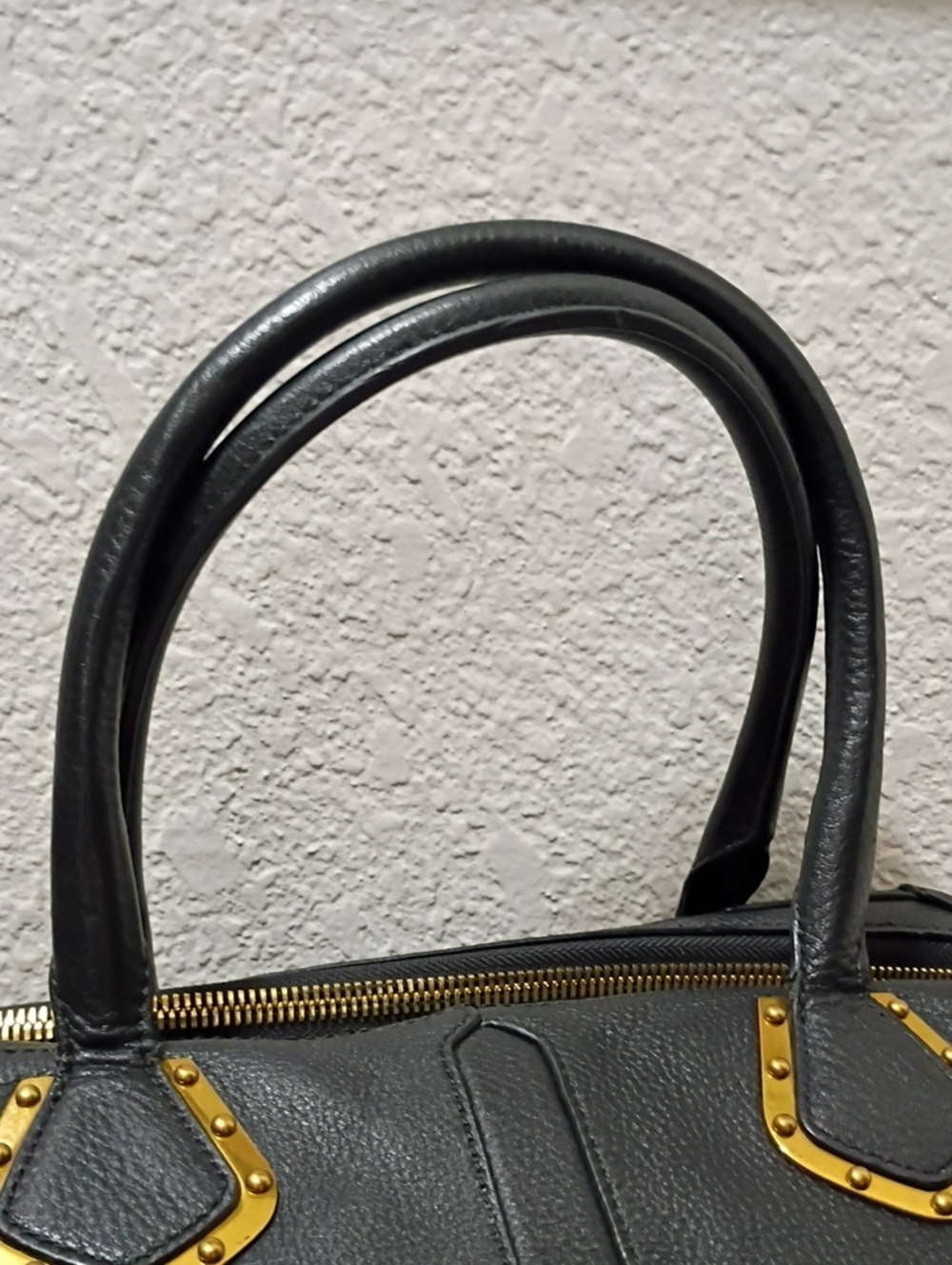 Yani Leather Satchel Handbag with Gold Hardware - - Picture 7 of 14